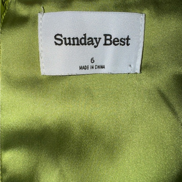 Sunday Best Lime Green Satin Mini Dress - Picture 2 of 4